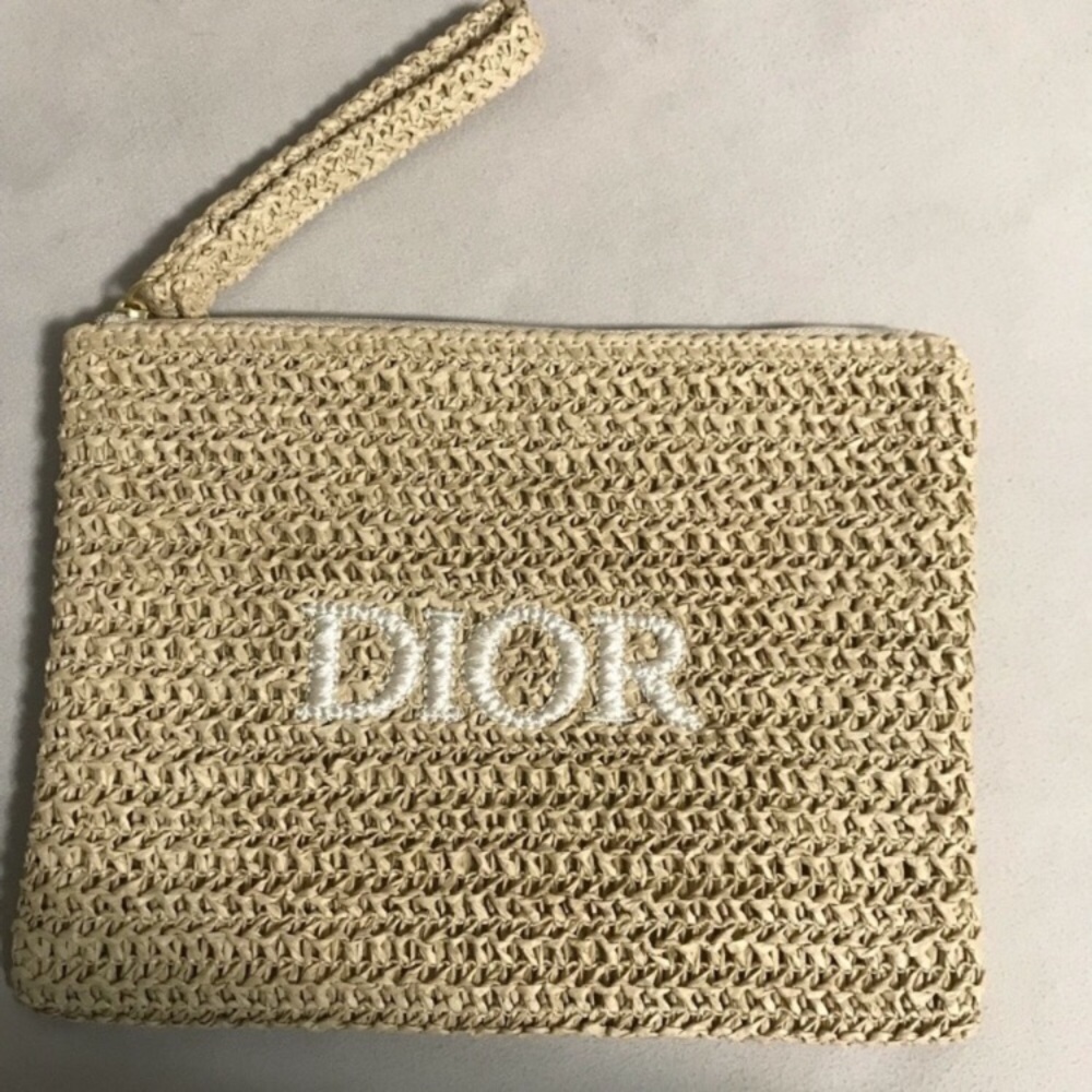 Dior beauty straw  pouch